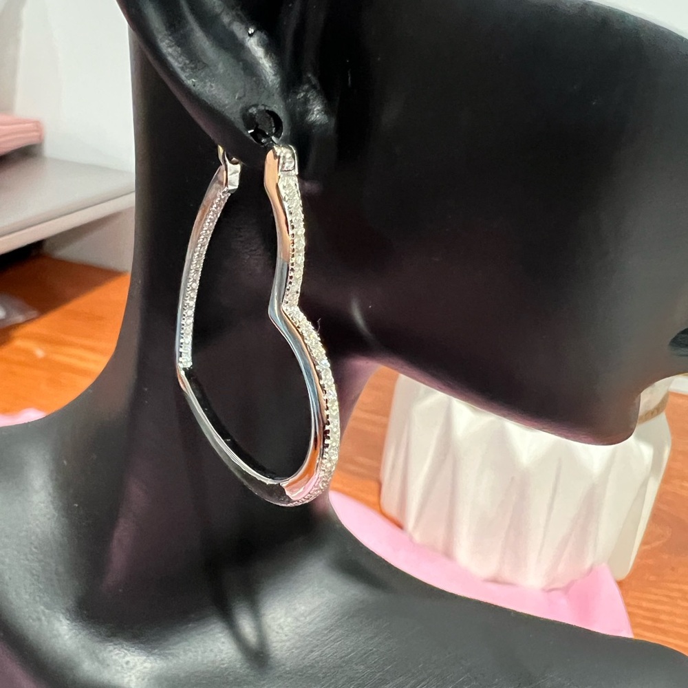 Elegant Silver Hoop Earrings, Sterling 925